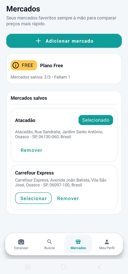 Tela Mercados do PoupaMercado