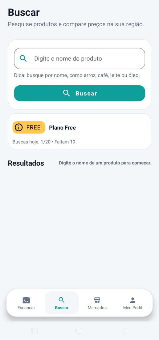 Tela Buscar do PoupaMercado