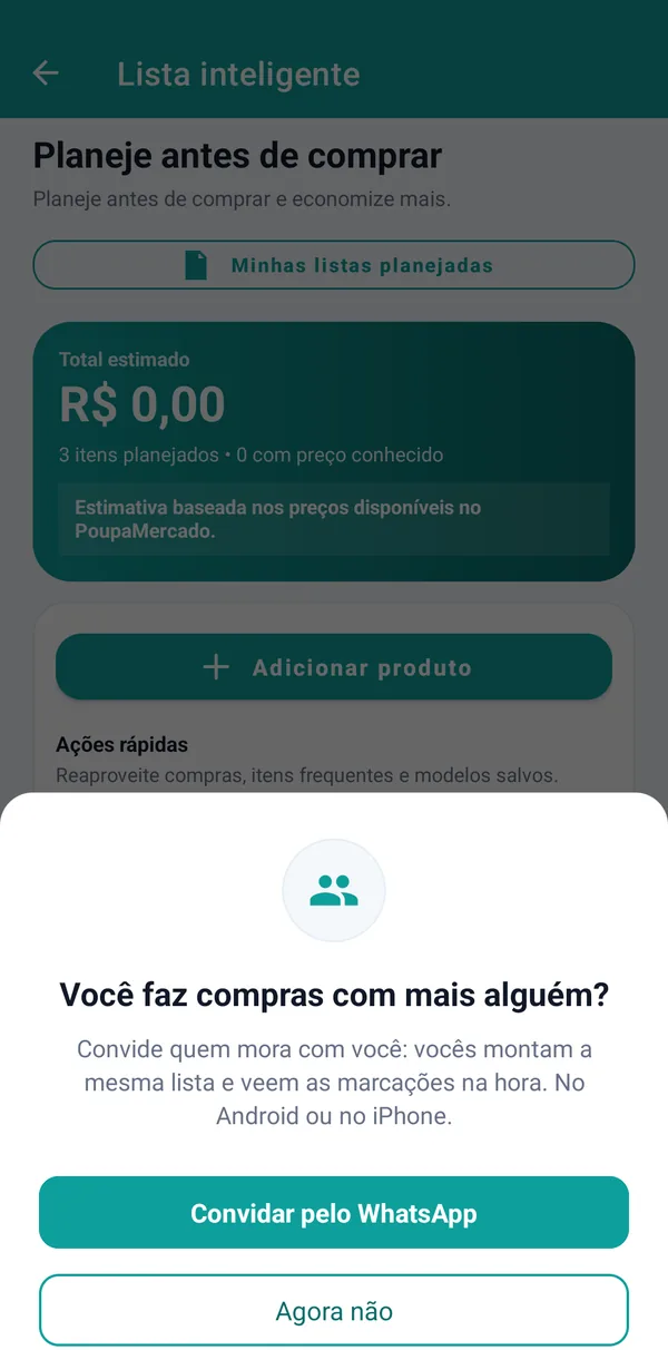 Convite para montar a lista junto com quem mora com você